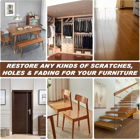 Wood Furniture Repair Kit 15Pcs - 6 Colors Wood Filler for Hardwood, Laminate, Vinyl Floor Repair