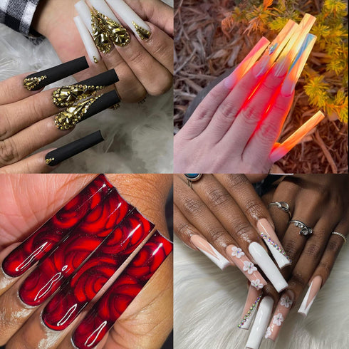 UNA GELLA Nail Tips Square XXL Tips, 120 PCS No C Curve Gel Tips, Extra Long Square Straight Nails