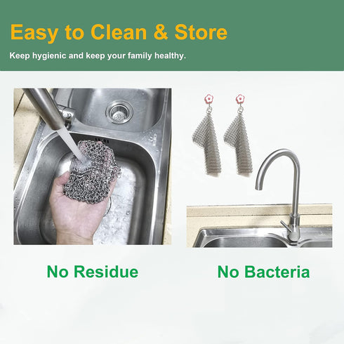 ifeel Cast Iron Cleaner, Premium 316L Stainless Steel Chainmail Scrubber for Cookware and Pots