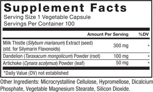 FORCE FACTOR Milk Thistle Liver Support Formula with Dandelion Root, 300mg Silymarin Supplement, 100 Capsules