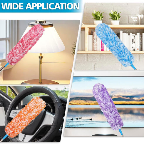 4 Upgraded 55-inch Long Microfiber Dusters with Telescopic Handle, Durable Fibers, Perfect for Household, Office, Car