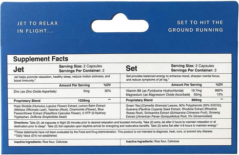 Sleep Specialist Created Two Step Jet Lag Relief, Relax in Flight, Energize on Arrival, Vegan Travel Essential