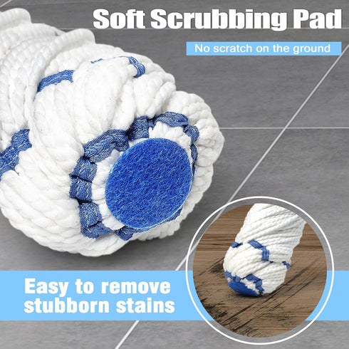 Self Wringing Twist Mop for Floor Cleaning, 18-inch Wide Microfiber Mop, 55 Inches Long Handle, Blue