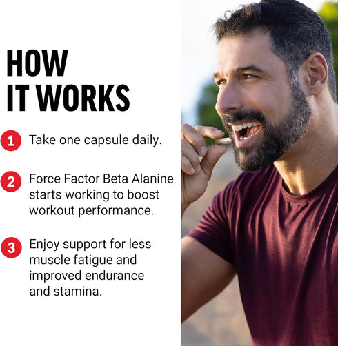FORCE FACTOR Beta Alanine Capsules | Endurance Supplement to Boost Performance & Reduce Fatigue