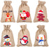 DERAYEE 12Pcs Christmas Jute Burlap Gift Bags with Drawstring, Small Craft Canvas Goodie Bags for Xmas Party Wedding