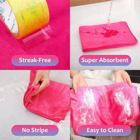 3 Pcs Extra Large Microfiber Cleaning Cloth, 30" x 20" Washable Reusable Streak Free Towel (Pink, Yellow, Light Blue)
