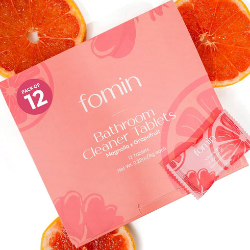 FOMIN Bathroom Cleaner Refill Tablets - 12 Pack Magnolia Grapefruit, All-In-One Tablet Cleaner for Bathroom