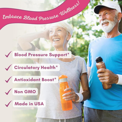 Blood Pressure Support Supplement - 13 Herbs & Vitamins with Hawthorn, Hibiscus, Garlic & Olive Leaf Extract - Non-GMO