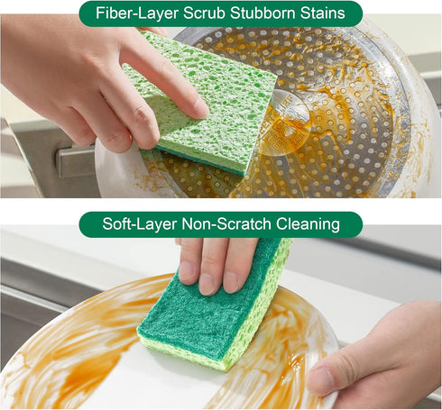 JOYMOOP Clean Sponges, Dual-Sided Non-Scratch Soft Scrub Dish Sponges, Safe for Non-Stick Cookware, Pack of 6