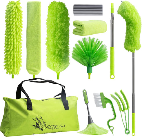 Dusters for Cleaning, 81 inch Extension Pole for High Ceiling Fan, Window, Sofa, Cobweb Duster Kit with 11 PCS