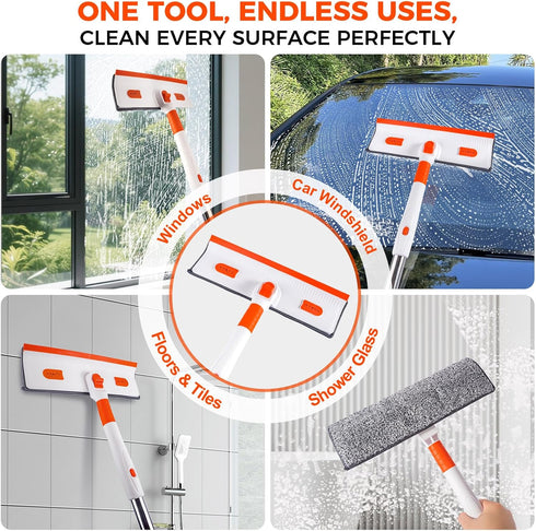 Keyloland 2-in-1, 55" Professional Window Squeegee Window Cleaner with Extension Pole, Premium Squeegee for Window