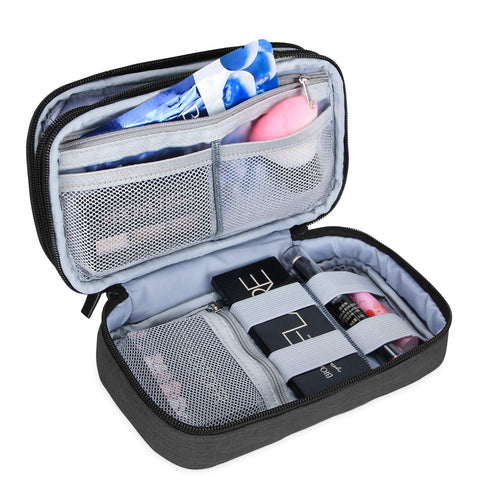Teamoy Travel Makeup Brush Bag (up to 8.5") - Professional Cosmetic Organizer Case with Handle Strap, Black