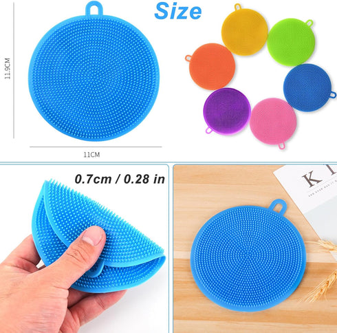 Silicone Dish Scrubber, 12 Pack Food Grade BPA Free Reusable Sponges for Kitchen Dish Washing and Cleaning