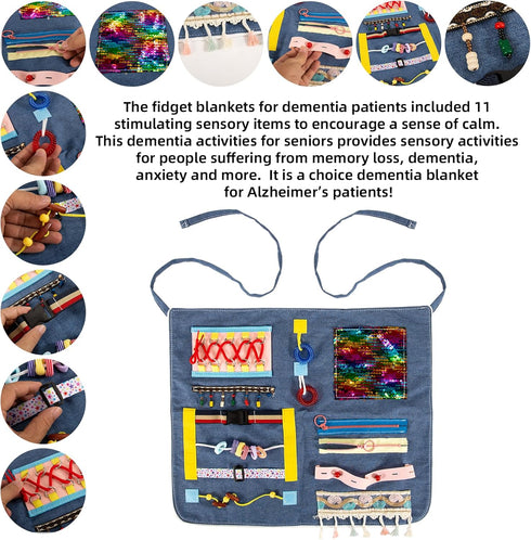JFHNMLW Fidget Apron for Elderly, Fidget Blanket for Adults with Dementia, Dementia Products for Elderly, Sensory