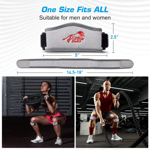 IPOW Embroidery Patellar Tendon Support Strap (2 Pack) for Knee Pain Relief, Knee Braces for Running