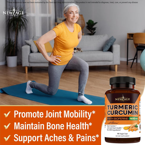 NEW AGE Turmeric Curcumin Capsules, Non-GMO, Gluten Free, 180 Count (Pack of 2)