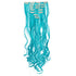 SWACC 7 Pcs Full Head Party Highlights Clip on in Hair Extensions Colored Hair Streak Synthetic Hairpieces (20-Inch Curly, Teal Blue)