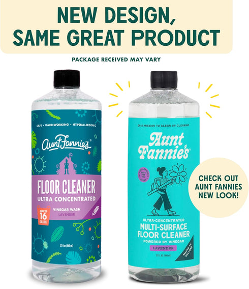Aunt Fannie's Ultra Concentrated Floor Cleaner Vinegar Wash, Multi-Surface Floor Cleaner For Mopping, Makes 16 Gallons, Lavender Scent, 32 oz. (Pack of 1)