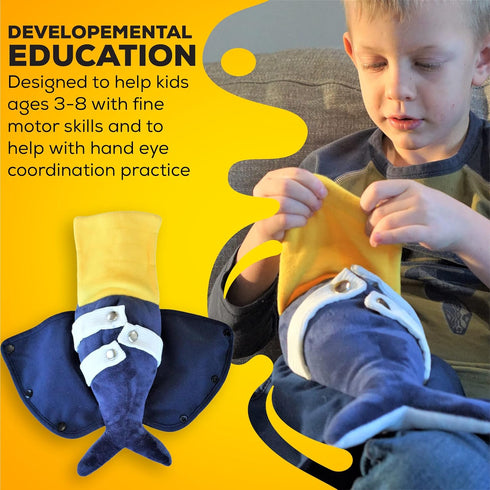 SENSORY4U Narwhal Buckle Pillow, Sensory Motor Aid for Fine Motor Skills and Pediatric Occupational Therapy Support