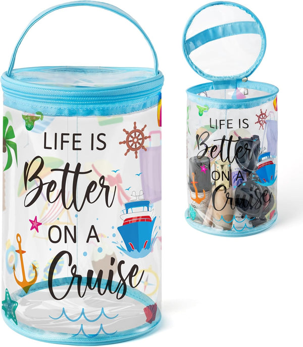 Y1tvei Clear Beach Cruise Lotion Toiletry Bag, Waterproof PVC Cosmetic Bag for Sunscreen Travel Makeup, Organizer Pouch