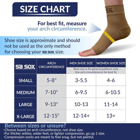 SB SOX Ankle Brace Compression Sleeve, Plantar Fasciitis Relief Socks, Arch Support for Foot Pain, Nude, X-Large