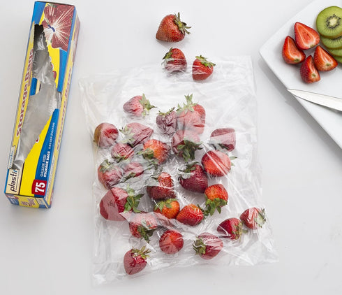 Disposable Plastic Storage Bags, 1 Gallon Size, 75 Bags with Original Twist Tie for Home, Office, Traveling Snacks