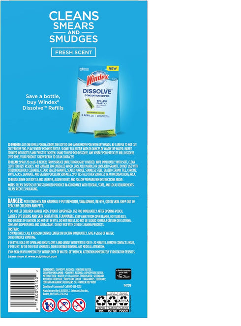 Windex Dissolve Concentrated Pods, Multisurface Cleaner Starter Kit, 1 Reusable Bottle, 3 Concentrated Pods