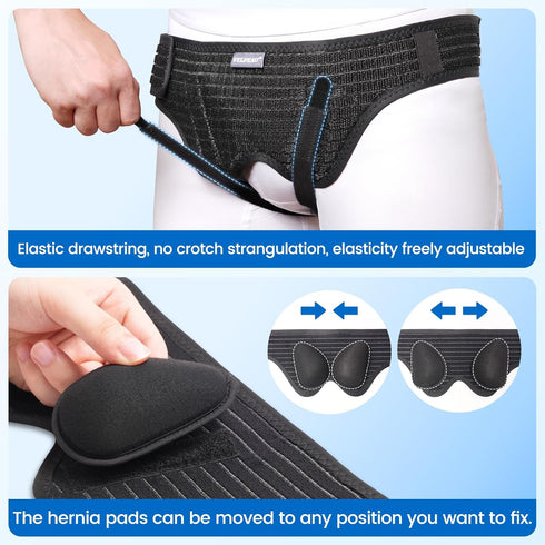 VELPEAU Hernia Belt for Men & Women, Bilateral/Double Inguinal Support Truss Underwear Briefs with Compression Pads