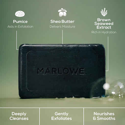 MARLOWE. No. 106 Charcoal Soap, 7 oz Body Bar Soap for Men, Cleansing & Hydrating with Natural Extracts
