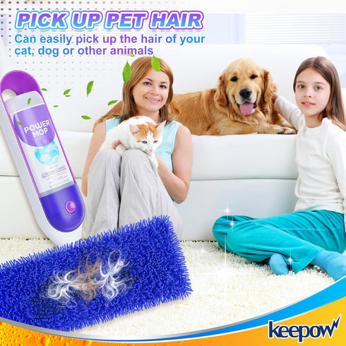 KEEPOW Reusable Power Mop Refill Pads, Compatible with Swiffer PowerMop, Microfiber Power Mop Pads for Hardwood Floor