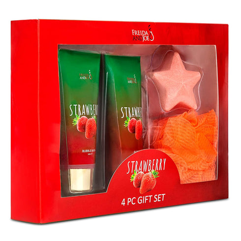 Luxurious Strawberry Bath and Body Gift Set for Women - Complete Body Skincare Collection, Irresistible Strawberry Scent