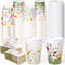 LemonRoad 48 Sets 12 oz Wildflower Paper Disposable Coffee Cups with Lid, Sleeves,