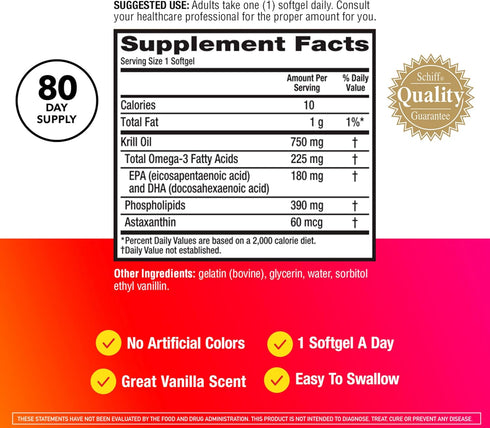 MegaRed Antarctic Krill Oil 750mg, Omega 3 Fatty Acid Supplement, Ultra Concentrate EPA & DHA Softgels, Antioxidant