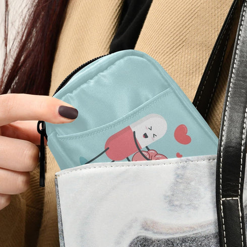 Naanle 7 Happy Pills Pill Box Day Pill Case Bag Travel Pill Organizer Bag with Zipper Weekly Case Portable Compact Size