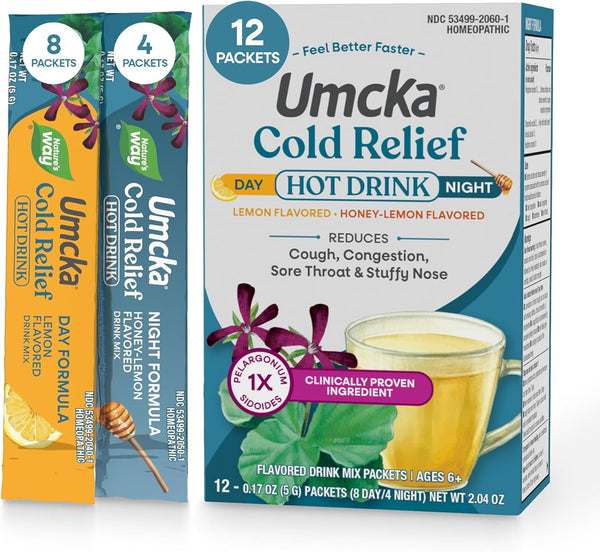 Natures Way Umcka Cold Relief Hot Drink, Day & Night Homeopathic Cold