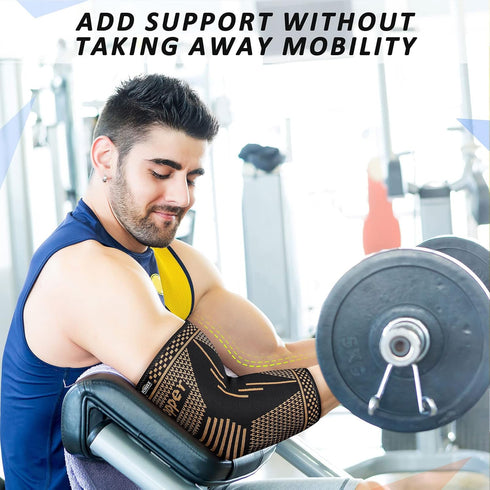 Copper Elbow Brace Compression Sleeve for Pain Relief, Arm Support for Tendonitis, Tennis & Golfers Elbow