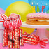 Blulu 100 Pcs Halloween Plastic Carnival Circus Party Treat Bags - Red and White Stripe Printed Clear Cellophane with