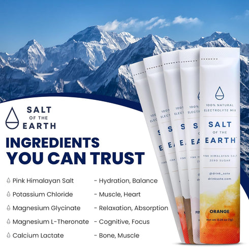 Salt of the Earth Premium Zero-Sugar Electrolyte - Made with Pink Himalayan Salt - 3 Sticks, Pink Lemonade