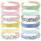 Wecoe 12pcs Headbands for Women, Plain Flower Floral Checked Printed Y2K Summer Headbands for Girls