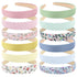 Wecoe 12pcs Headbands for Women, Plain Flower Floral Checked Printed Y2K Summer Headbands for Girls