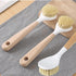 JININQ 3 Pack Set Dish Brush with Bamboo Handle,Dish Scrubber Built-in Scraper, Scrub Brush for Pans, Pots, Kitchen