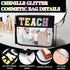 Hillban 2 Pcs Teacher Gifts Chenille Letter Bags, Preppy Patch Makeup Bag Flat Clear Pouch for Women Girl