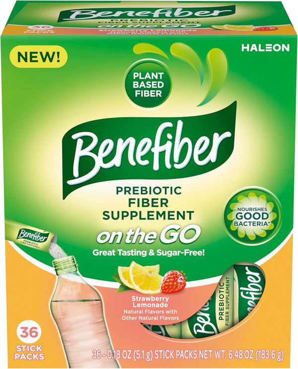 Benefiber Fiber Supplement, Strawberry Lemonade, 36 count | On The Go Stick Packs