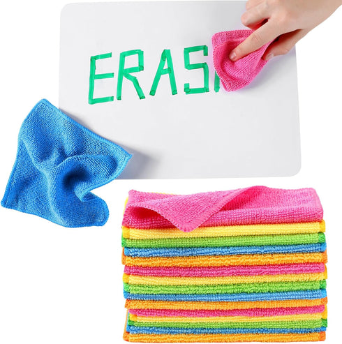 Microfiber Cleaning Cloth, 6"x6" Rags, Reasonable Kitchen Towels, 30 Pcs in Green, Blue, Yellow, Pink, Orange