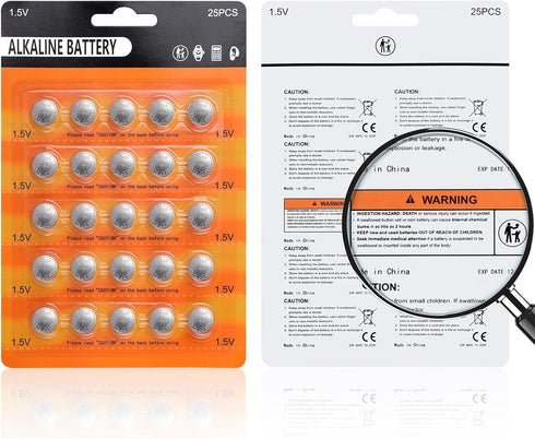 JOXIYECLTL LR44 25 Pack 1.5V L1154f 357 AG13 SR44 A76 GP76 44b 303 Batteries Lr Button Coin Cell Batteries