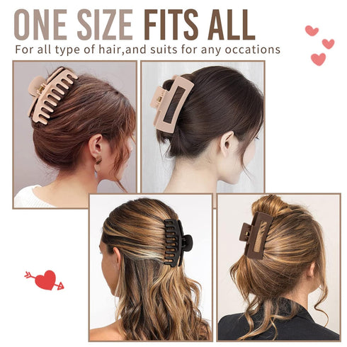 LuSeren Large Hair Clips for Women, 4.3 Inch Matte Banana Clips for Thin Thick Curly Hair, Strong Hold Neutral Colors