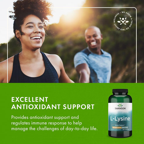Swanson L-Lysine, Natural Supplement for Stress Support & Nervous System Health, 300 Capsules, 500mg Each