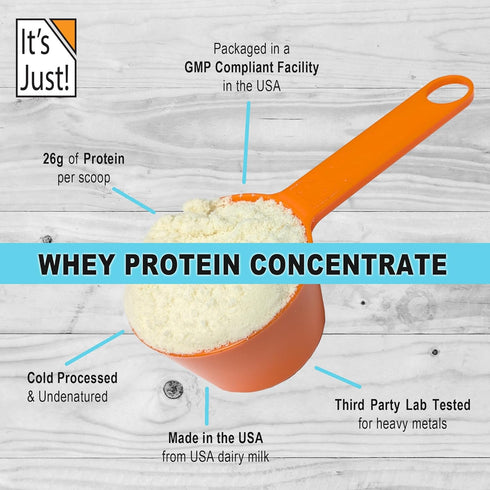 It's Just! 100% Whey Protein Concentrate, Made in USA, Premium WPC-80, Unflavored, 3 Pound