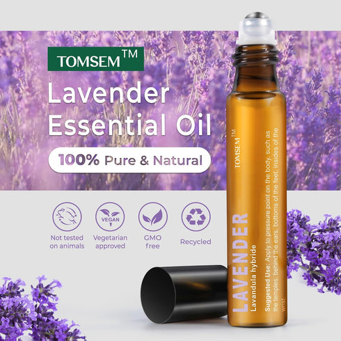 French Lavender Essential Oil Roll On - Calming Oil for Stress & Relaxation - Pure Oil for Skin & Hair Growth