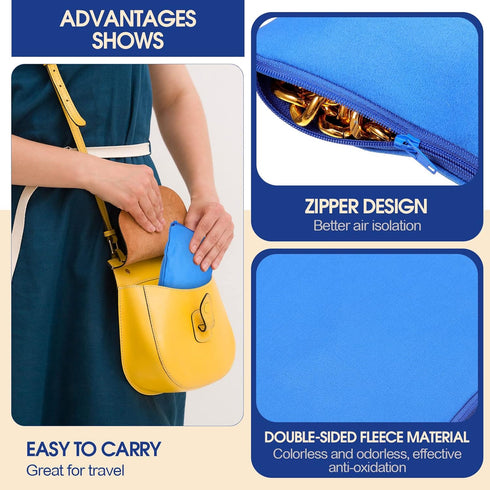 Sanwuta 8 Pcs Zippered Silver Storage Bags Anti Tarnish Bags Silver Pouches Silver Keeper Jewelry Storage Protector Bags (Navy Blue, 5.9 x 5.9 Inch) by Sanwuta